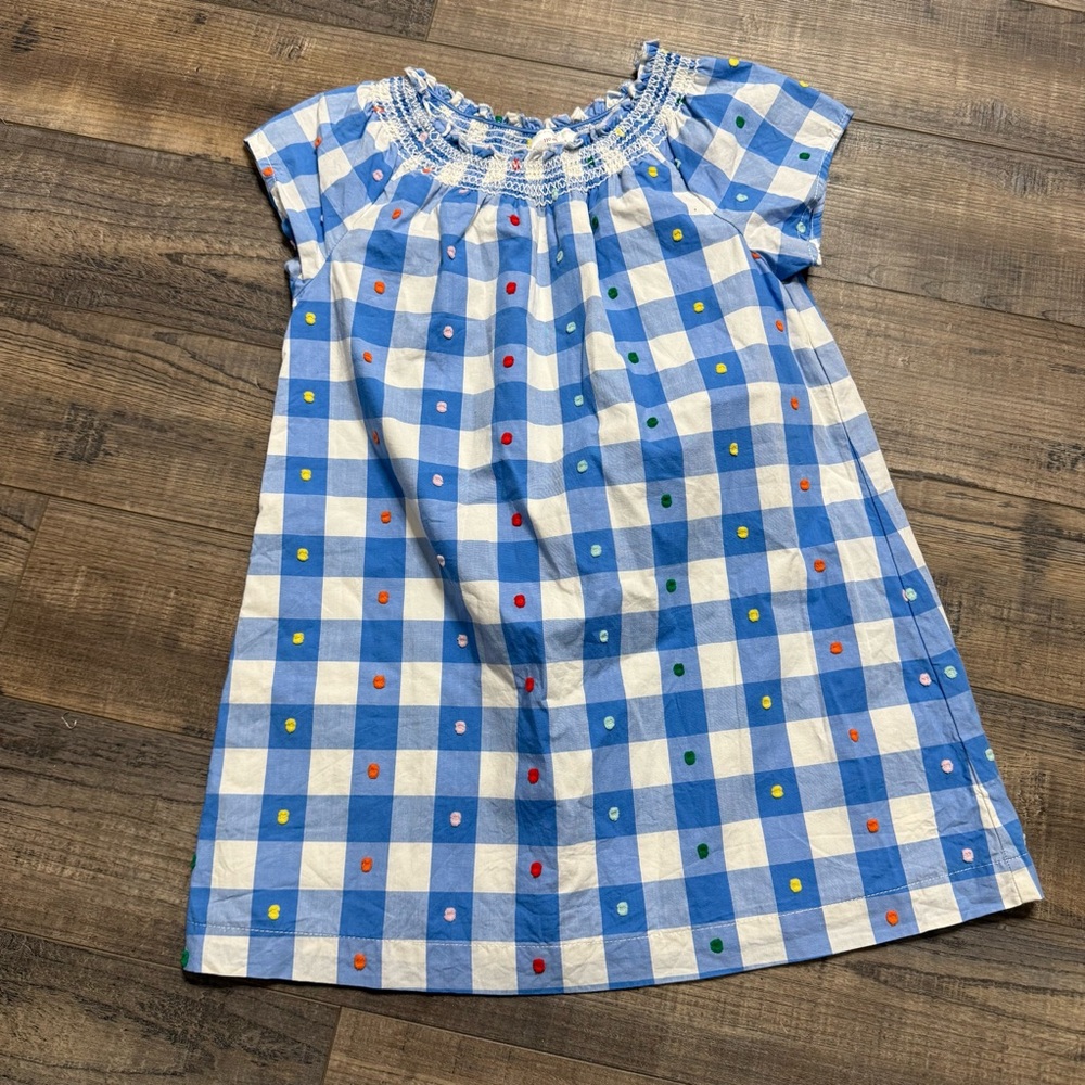 Hanna Andersson Blue Checkered Dress with Dots